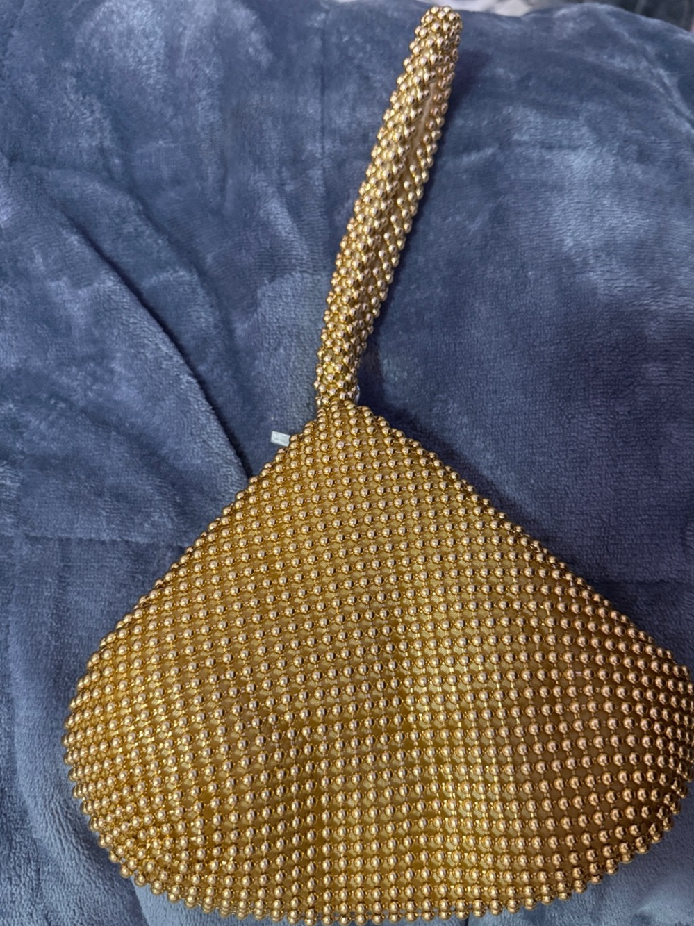 2 Chic Gold Beaded Wristlet Clutch with Beaded Strap
